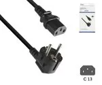 Power cord Europe CEE 7/7 90° to C13, 0,75mm², VDE, black, length 1,80m, DINIC box